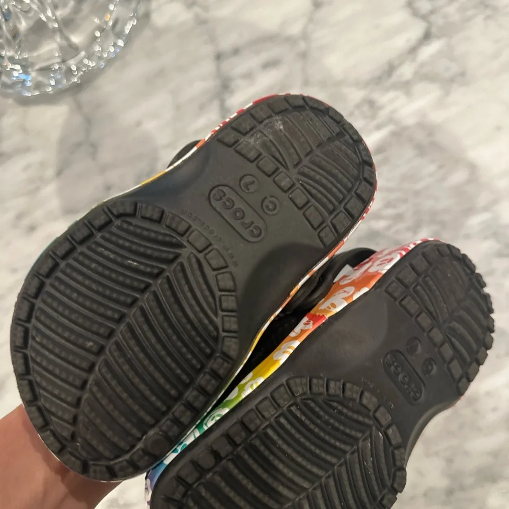 CROCS Black and Red Water Shoes with Mickey Mouse Charms